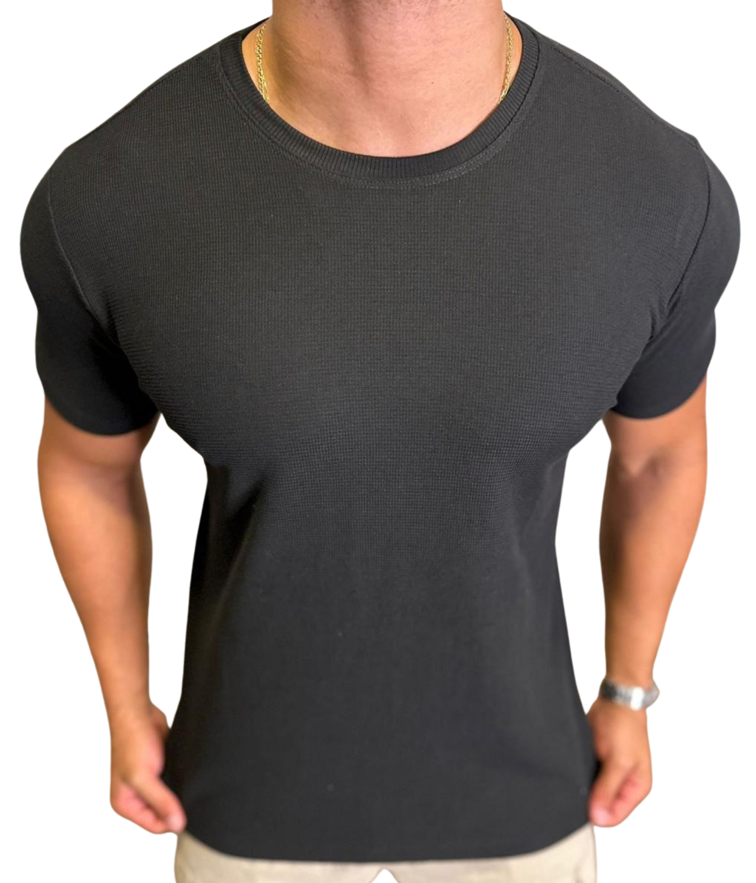 Camisas Peruanas Texturizadas Preto